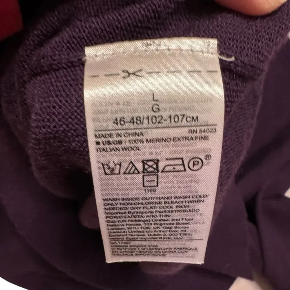Banana Republic Italian Merino Wool Yarn by Baruffa Purple Sweater Size Large